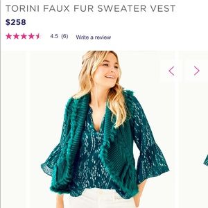 Lilly Pulitzer Torini Faux Fur Sweater Vest